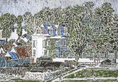 ציור מאת David Milne של מפקדת החיל הקנדי בשאטו של Camblain-l’Abbé