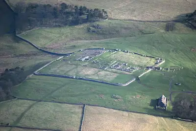 מבט אווירי על Housesteads Roman Fort